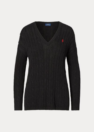 Sueter Polo Ralph Lauren Mujer Negros - Cable-Knit Side-Slit - FUBJI3459